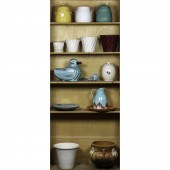FIVE SHELVES OF ASSOCIATED ART