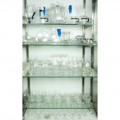 FIVE SHELVES OF GLASSWARE Five