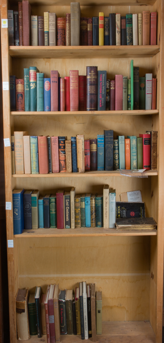 FIVE SHELVES OF VINTAGE BOOKS,