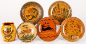 FIVE SHOONER REDWARE PLATES, E