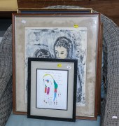 FIVE SIGNED FRAMED MODERN ARTW