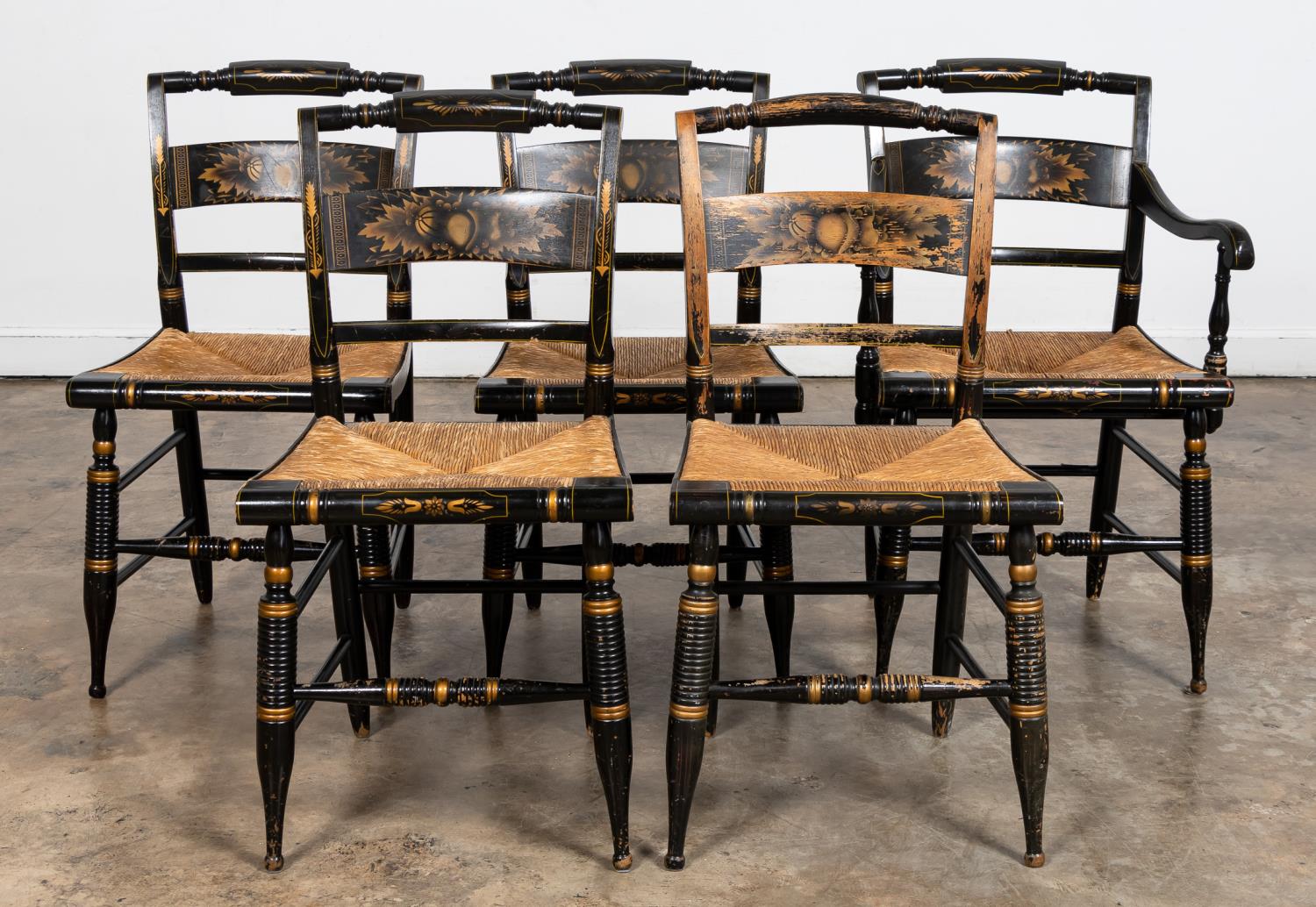 FIVE SIGNED HITCHCOCK RUSH SEAT
