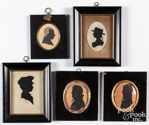FIVE SILHOUETTES, 19TH C., TO