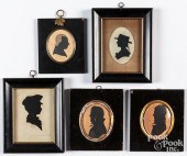 FIVE SILHOUETTES, 19TH C., TO