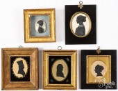 FIVE SILHOUETTES, 19TH C.Five