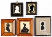 FIVE SILHOUETTES, 19TH C.Five
