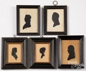 FIVE SILHOUETTES, 19TH C.Five