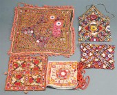 FIVE SILK EMBROIDERED AND MIRR