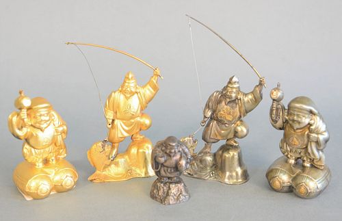 FIVE SILVER AND GOLD PLATED