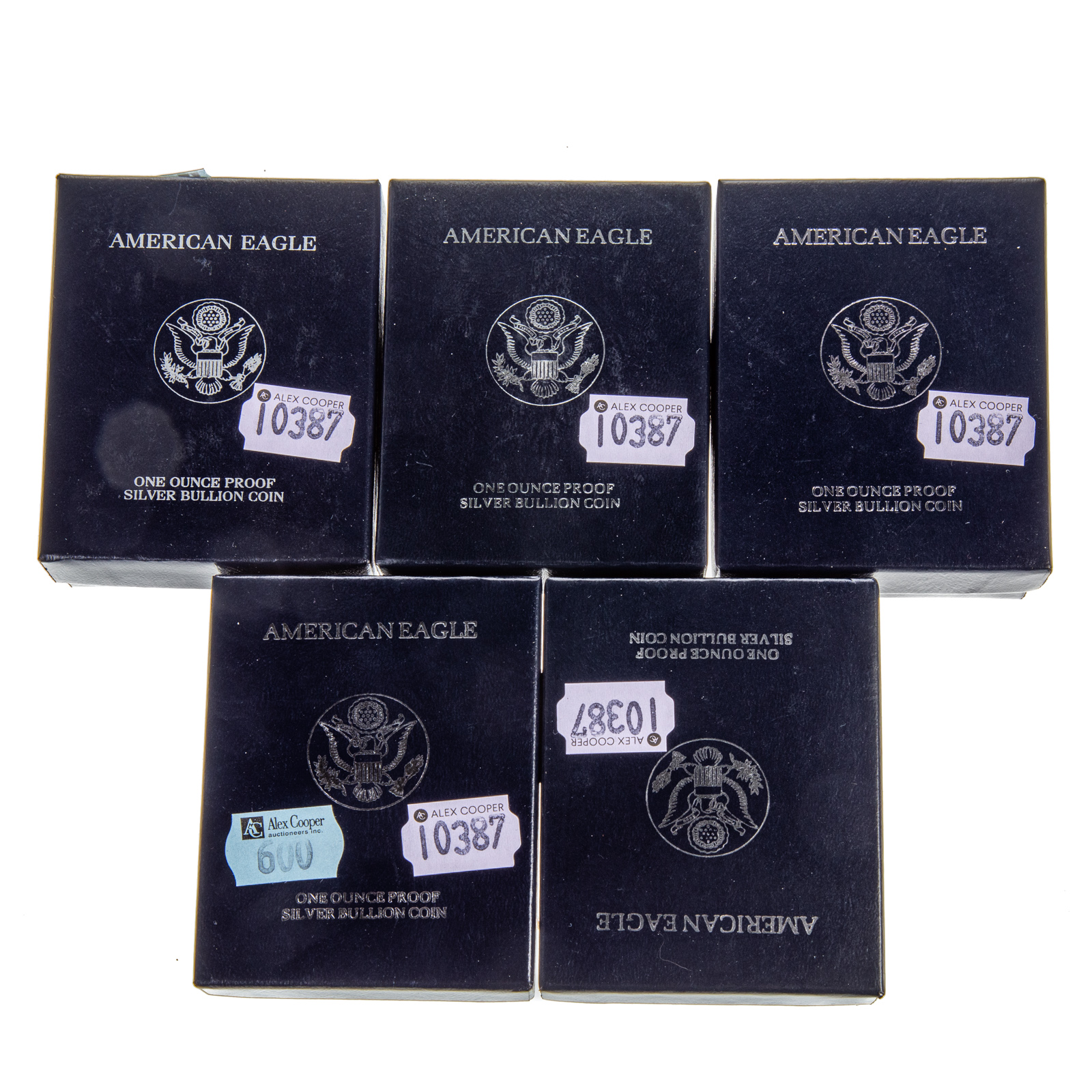 FIVE SILVER EAGLE PROOFS, 1995-1999