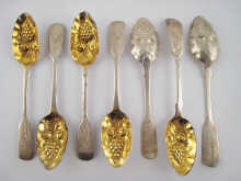 Five silver Georgian fiddle