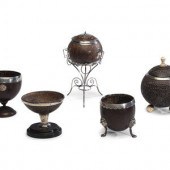 Five Silver Mounted Coconut Wa