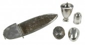 FIVE SILVER NUTMEG GRATERSfour