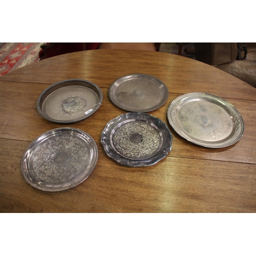 Five silver plated circular