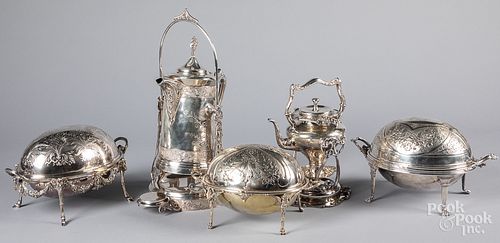 FIVE SILVER PLATED SERVING