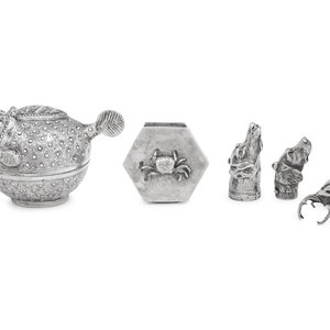 Five Silver Zoomorphic Articles
