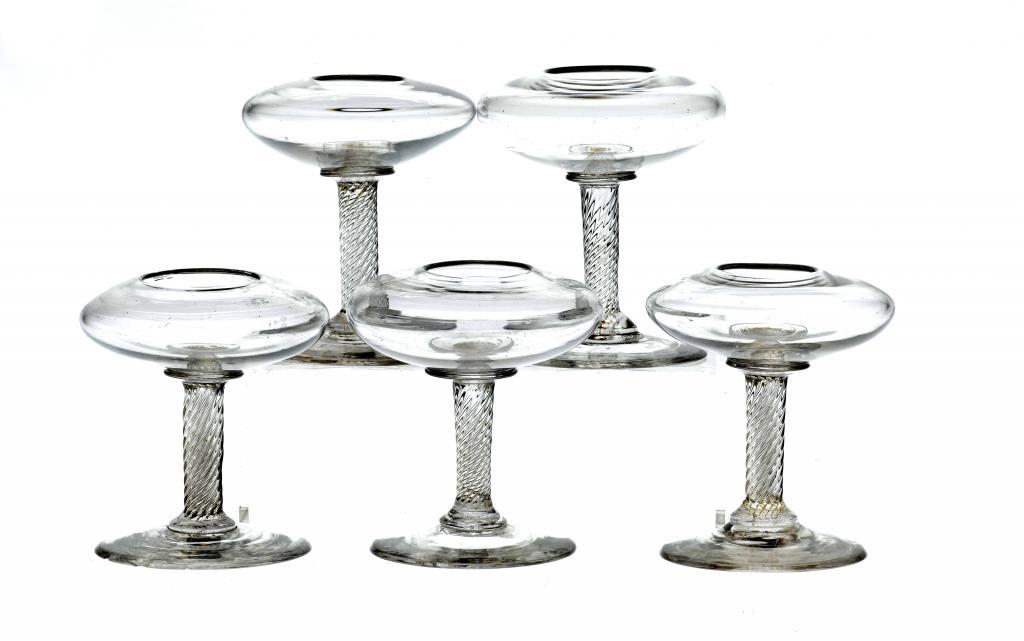 FIVE SIMILAR GLASS 'LACEMAKER'S'
