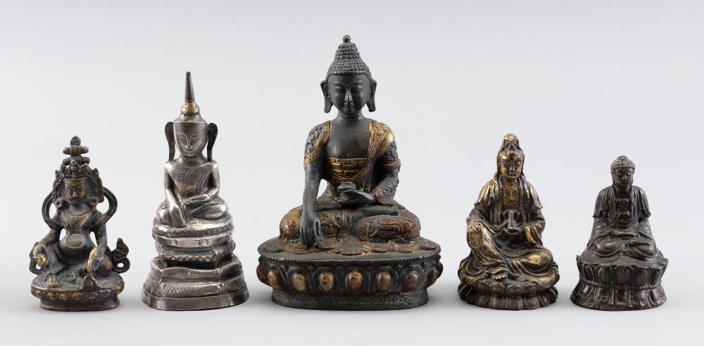 FIVE SMALL ASIAN METAL FIGURES