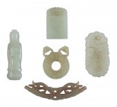FIVE SMALL CHINESE CARVED WHIT