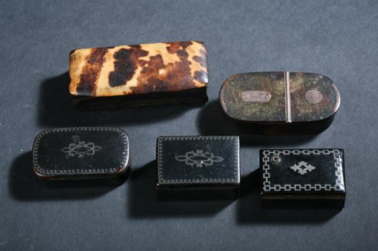 FIVE SMALL ENGLISH AND FRENCH BOXES