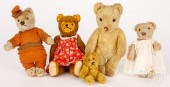 FIVE SMALL MOHAIR TEDDY BEARSF