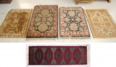 FIVE SMALL ORIENTAL AREA RUGS: