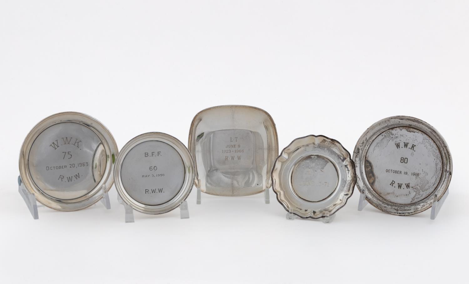 FIVE SMALL STERLING DISHES, INCL.