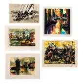 FIVE SMALL UNFRAMED MARCEL MOU