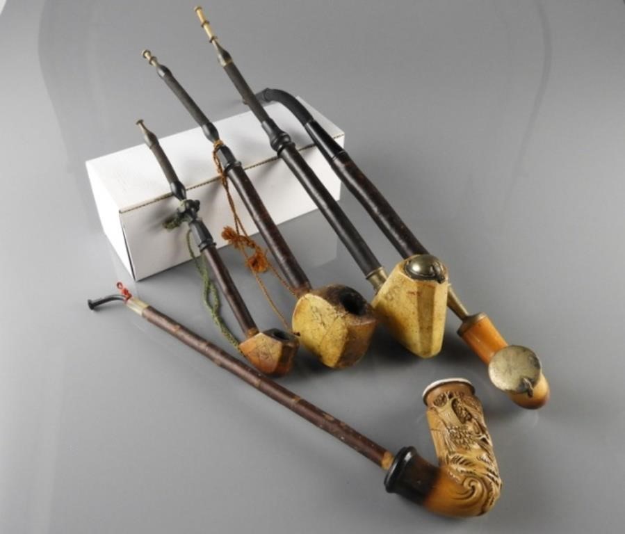 FIVE SMOKING PIPESWith meerschaum