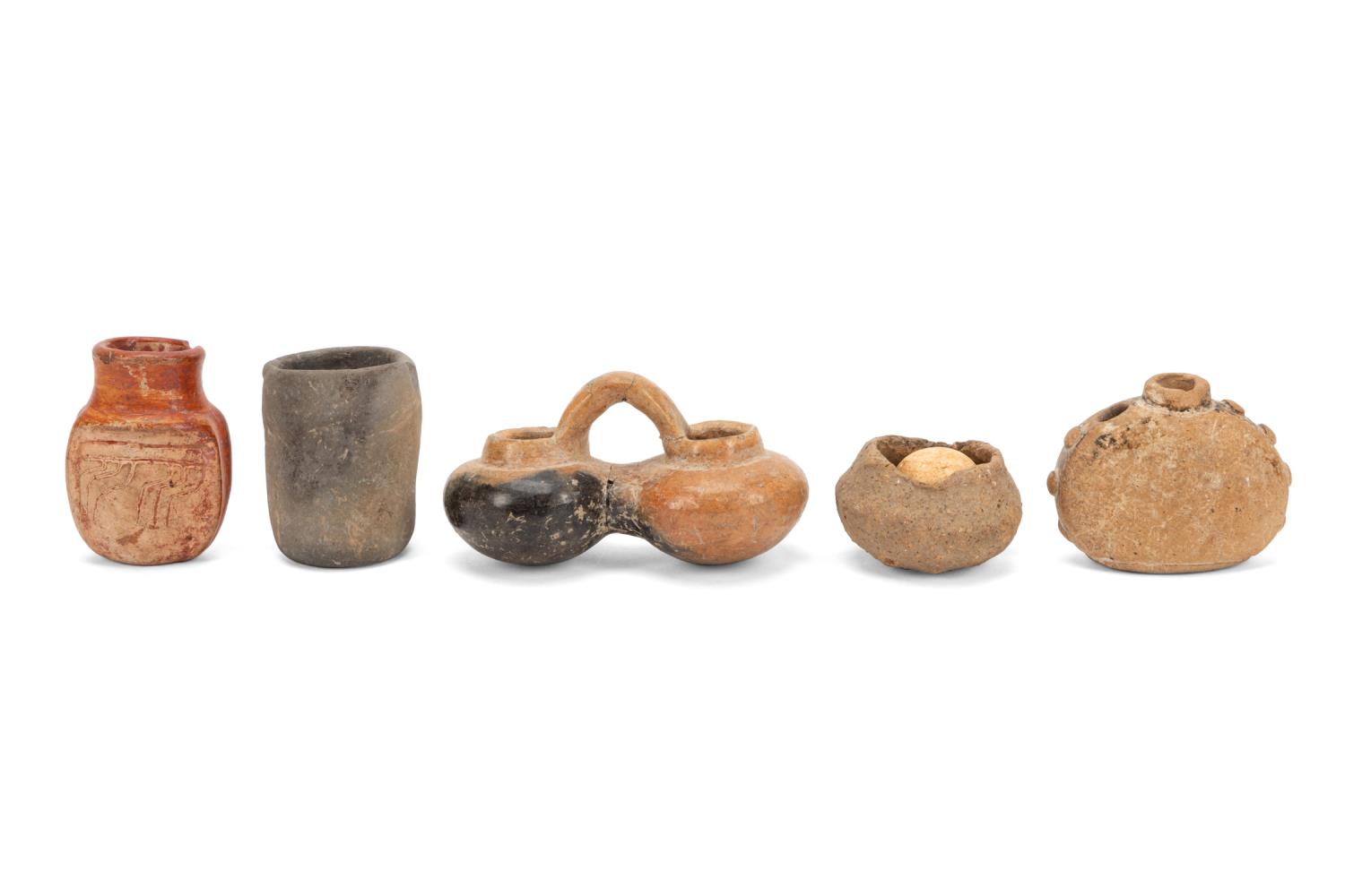 FIVE SOUTH AMERICAN SMALL POTTERY