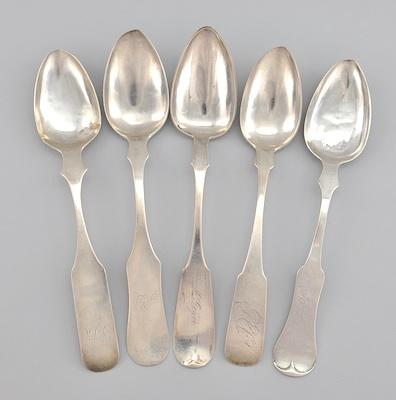 Five Southern Coin Silver Spoons
