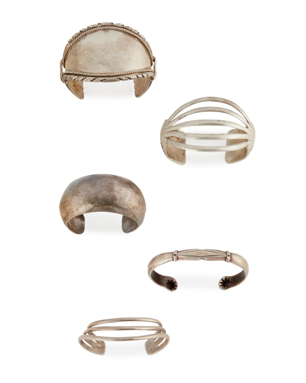 FIVE SOUTHWEST SILVER BRACELETSFive