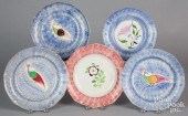 FIVE SPATTERWARE PLATES, 19TH