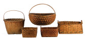 FIVE SPLINT BASKETS, AMERICAN,