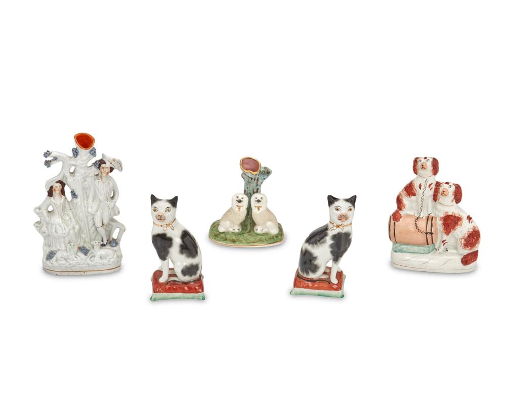 FIVE STAFFORDSHIRE CERAMIC