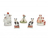 FIVE STAFFORDSHIRE CERAMIC FIG