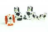 FIVE STAFFORDSHIRE DOGS.  Engl