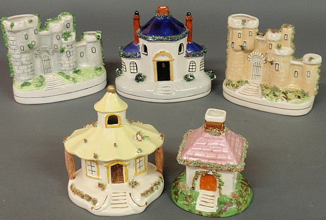 Five Staffordshire pastille burners