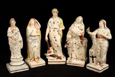 Five Staffordshire pearlware