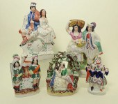 FIVE STAFFORDSHIRE POTTERY GRO