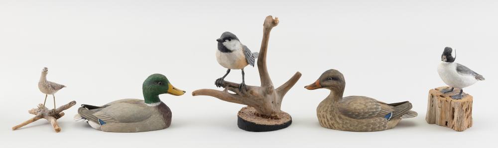 FIVE STAN SPARRE BIRD CARVINGS EAST