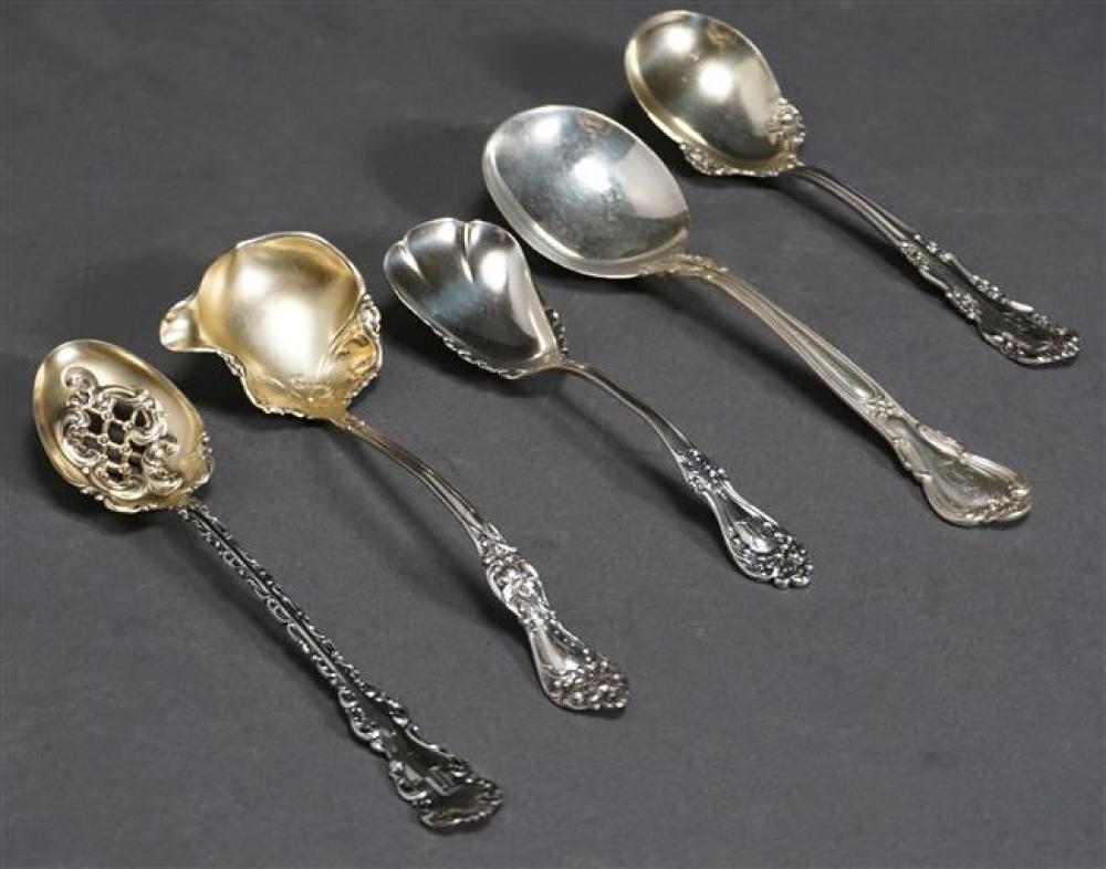 FIVE STERLING FLAT SERVING