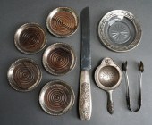 FIVE STERLING MOUNTED TREEN AN