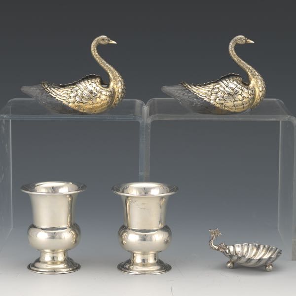 FIVE STERLING SILVER AND HAWKES