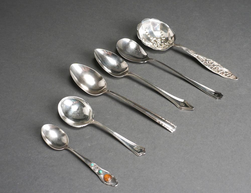 FIVE STERLING SILVER AND ONE GERMAN