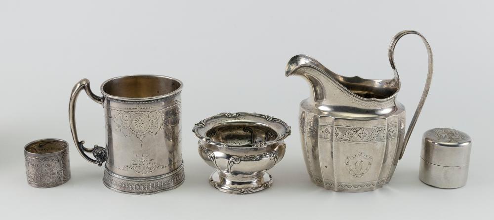FIVE STERLING SILVER AND SILVER