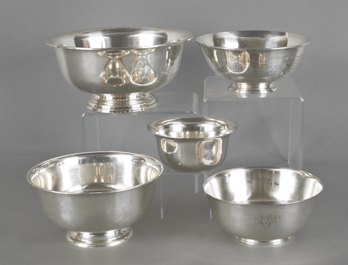 Five sterling silver bowls