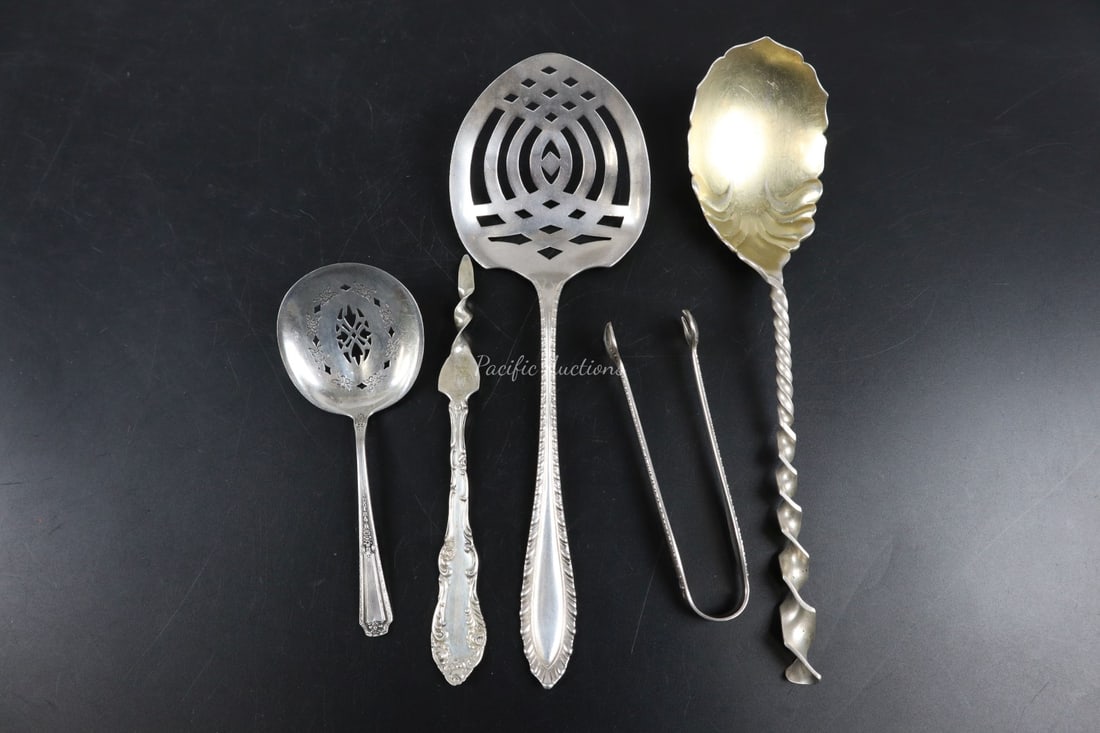 FIVE STERLING SILVER FLATWARE;