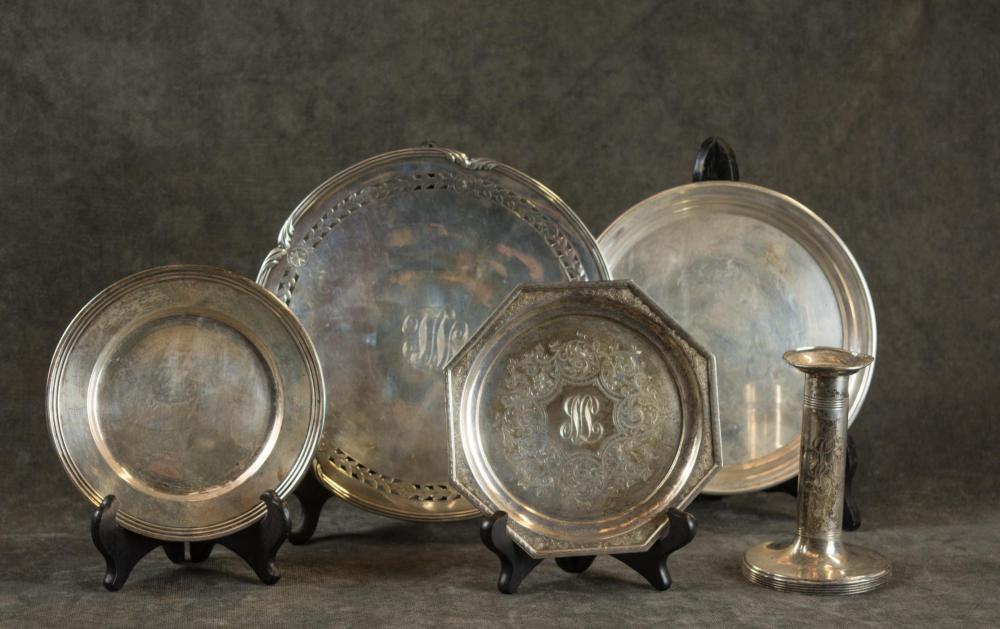 FIVE STERLING SILVER HOLLOWARE