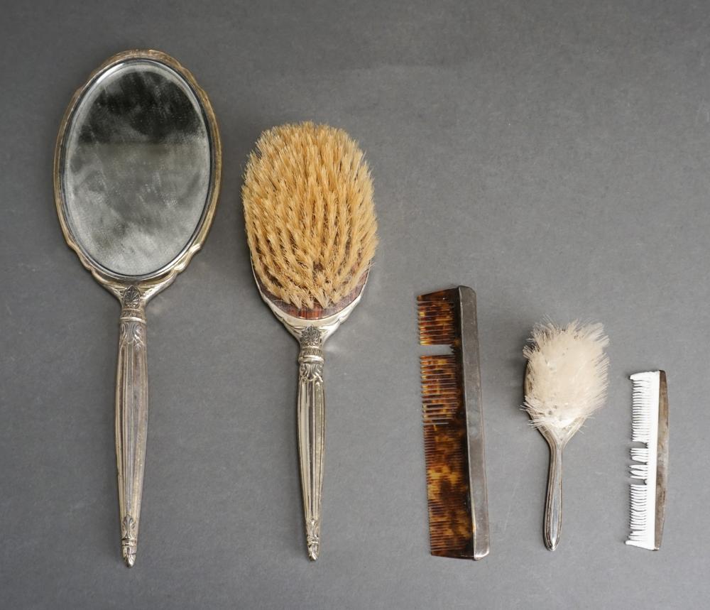 FIVE STERLING SILVER MOUNTED VANITY